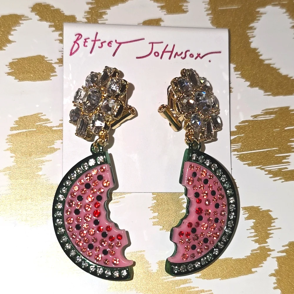 Betsey Johnson Backyard Watermelon Drop Earrings - Picture 2 of 7